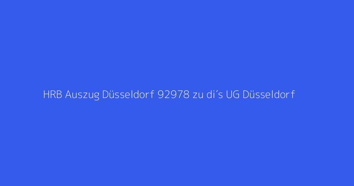 HRB Auszug Düsseldorf 92978 zu di´s UG Düsseldorf